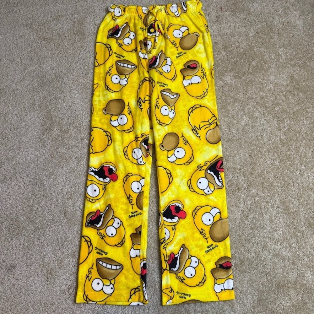 Homer Simpson Yellow Lounge Pajama Pants Small Fleece Comfort Rare 2013